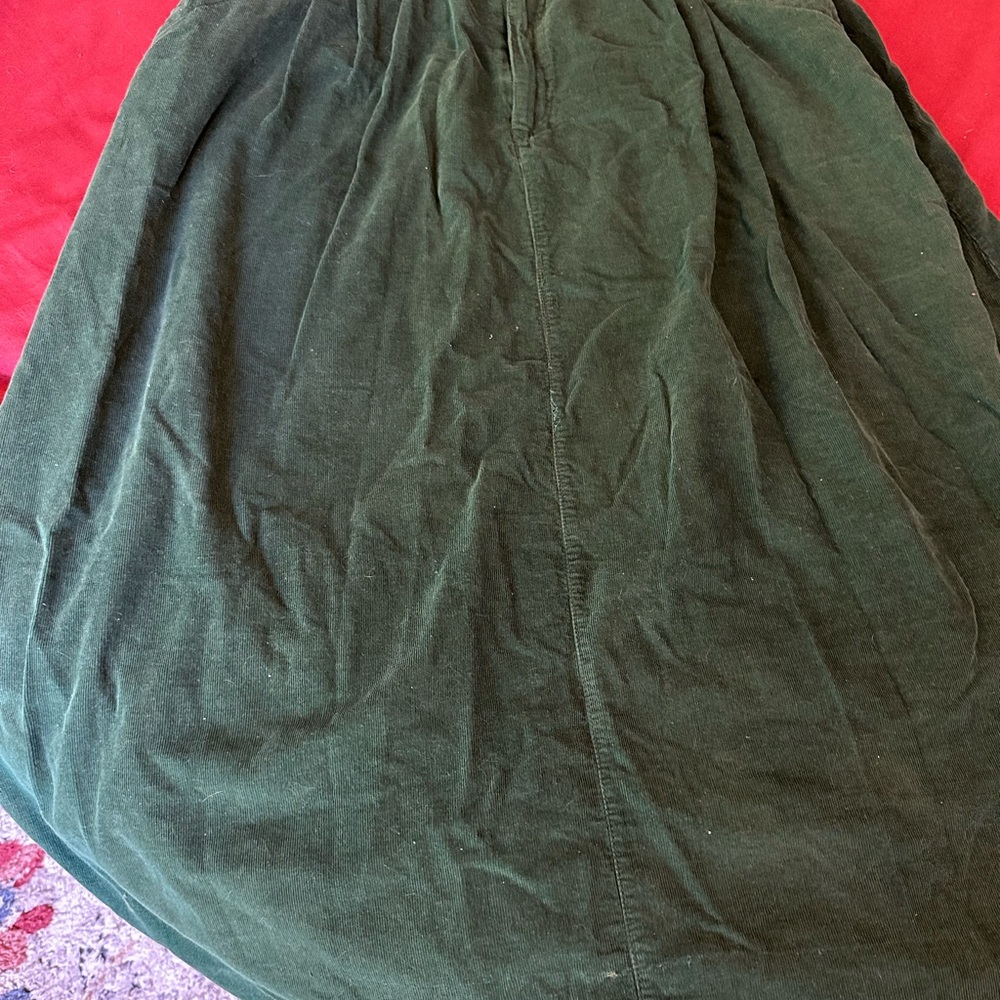 Cotton Forest Green Midi Length Skirt